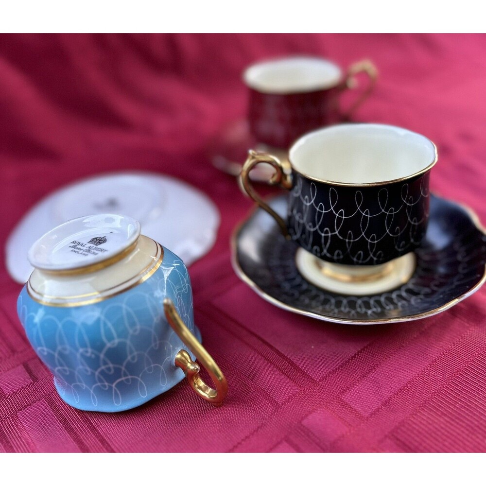 Royal Albert Fine Bone China Cup/Saucer Set Of 3, Gold Rimmed Vintage - Picture 5 of 7
